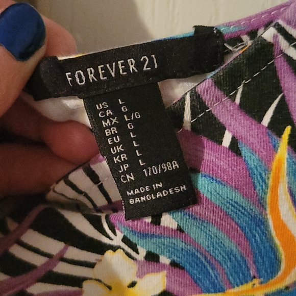 forever 21 skater dress L tropical print - Picture 3 of 3